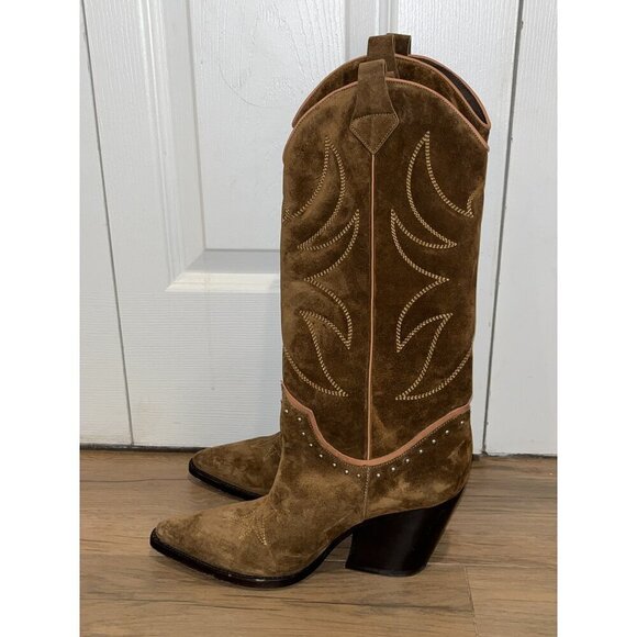 Alessandro Vasini Alison 80mm Suede Western Boots Women’s Size 10( MRSP $975) - Picture 3 of 14